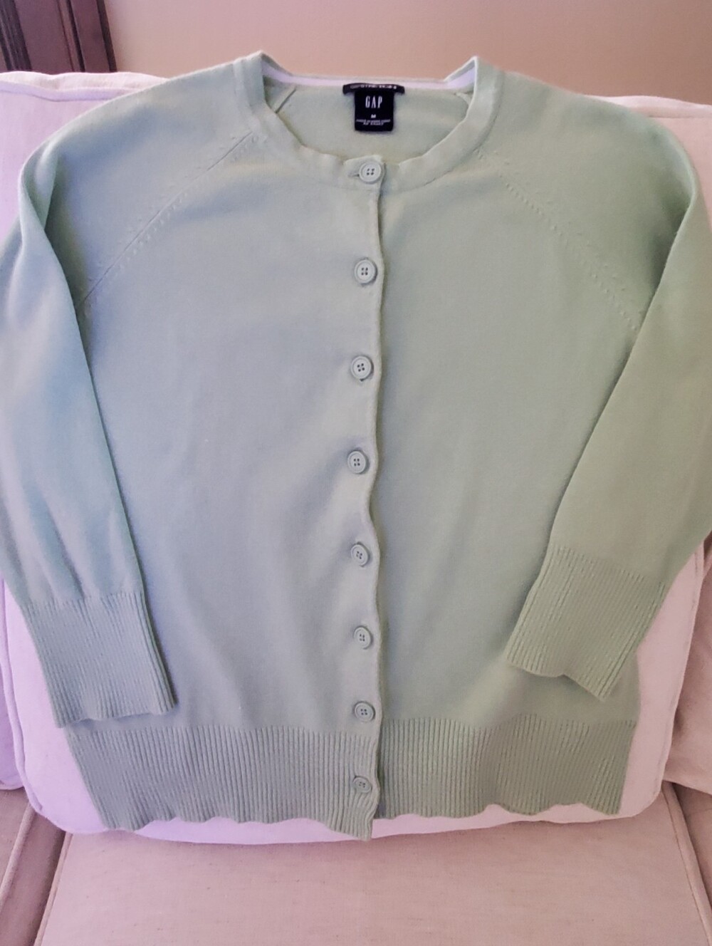 Vintage GAP Light Green Crewneck Button Cardigan-size Medium